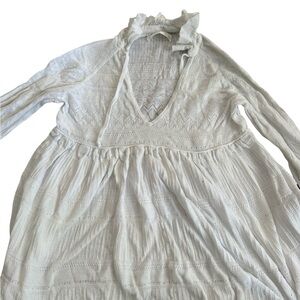 Anthropologie White Knit Boho Top with Elastic Neckline